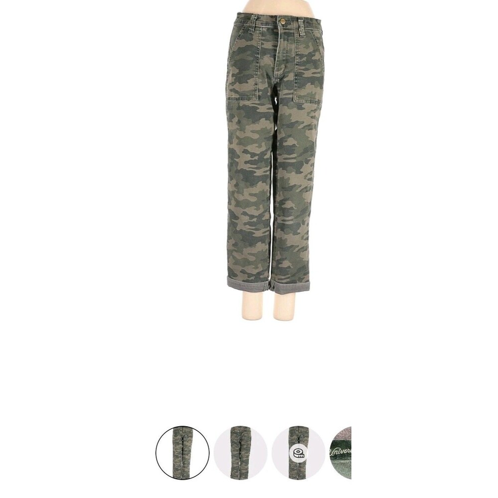 Cargo Pants Womens 0 Green Camo Utility Straight Leg Stretch Universal Threads - Picture 11 of 16